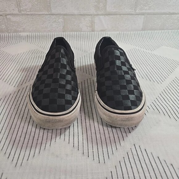 VANS Gray & Black Classic Checkerboard Slip on Sneakers Women's 7.5 Men's 6 - Picture 4 of 12